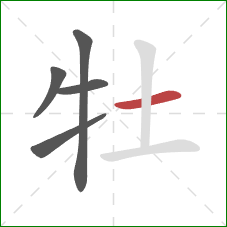 牡的笔顺第5画：横