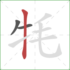 牦的笔顺第3画：竖