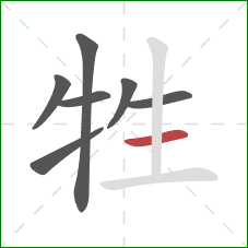 牲的笔顺第7画：横