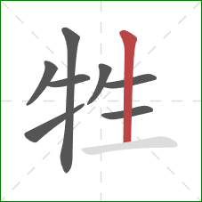 牲的笔顺第8画：竖