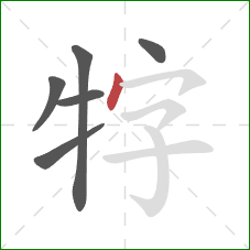 牸的笔顺第6画：点