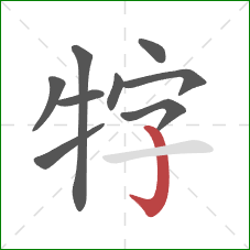 牸的笔顺第9画：竖钩