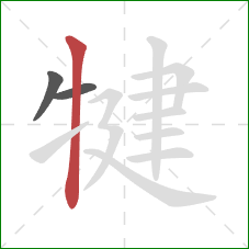 犍的笔顺第3画：竖