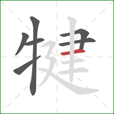 犍的笔顺第7画：横