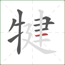 犍的笔顺第8画：横