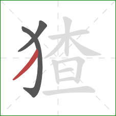 猹的笔顺第3画:撇 猹的笔顺第3画:撇