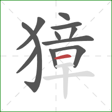 獐的笔顺第11画:横 獐的笔顺第11画:横