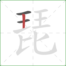 琵的笔顺第3画：竖