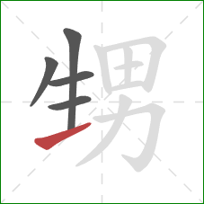 甥的笔顺第5画：提