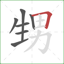 甥的笔顺第7画：横折