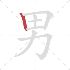 男的笔顺第1画：竖