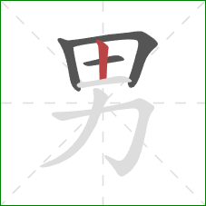 男的笔顺第4画：竖
