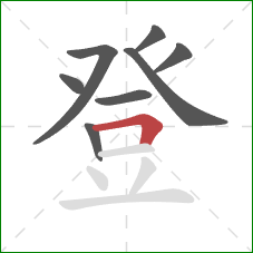 登的笔顺第8画：横折