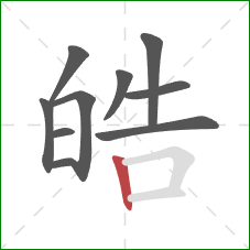 皓的笔顺第10画:竖 皓的笔顺第10画:竖