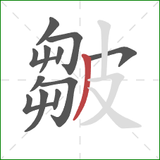 皺的笔顺第12画:撇 皺的笔顺第12画:撇