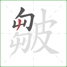 皺的笔顺第5画:撇 皺的笔顺第5画:撇