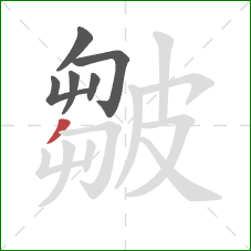 皺的笔顺第6画:撇 皺的笔顺第6画:撇