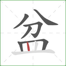 盆的笔顺第7画：竖