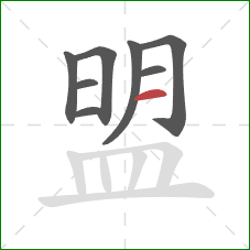 盟的笔顺第8画：横