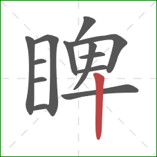 睥的笔顺第13画：竖