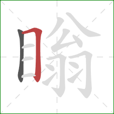 瞈的笔顺第2画:横折 瞈的笔顺第2画:横折