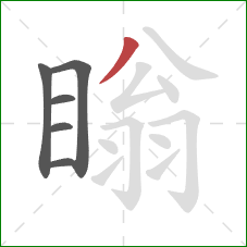 瞈的笔顺第6画:撇 瞈的笔顺第6画:撇