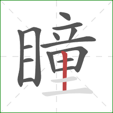 瞳的笔顺第15画:竖 瞳的笔顺第15画:竖