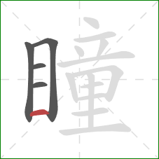 瞳的笔顺第5画:横 瞳的笔顺第5画:横