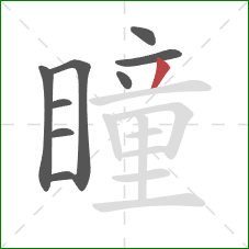 瞳的笔顺第9画:撇 瞳的笔顺第9画:撇