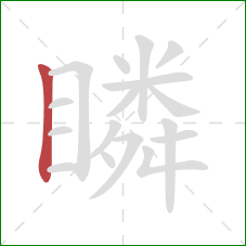 瞵的笔顺第1画:竖 瞵的笔顺第1画:竖