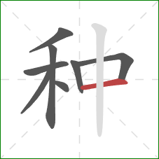 种的笔顺第8画:横 种的笔顺第8画:横