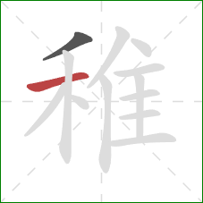 稚的笔顺第2画:横 稚的笔顺第2画:横