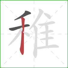 稚的笔顺第3画:竖 稚的笔顺第3画:竖