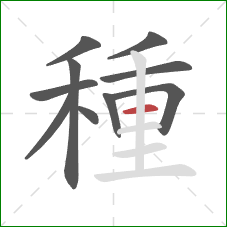 種的笔顺第10画:横 種的笔顺第10画:横
