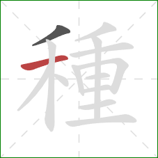 種的笔顺第2画:横 種的笔顺第2画:横