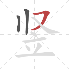 竖的笔顺第3画：横撇