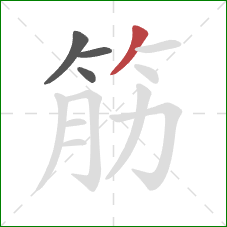 筋的笔顺第4画:撇 筋的笔顺第4画:撇