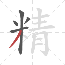 精的笔顺第5画：撇