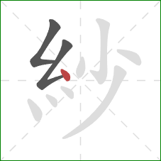 紗的笔顺第3画:点 紗的笔顺第3画:点