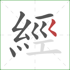 經的笔顺第10画:撇点 經的笔顺第10画:撇点