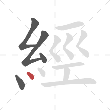 經的笔顺第5画:点 經的笔顺第5画:点