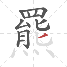 羆的笔顺第14画:撇 羆的笔顺第14画:撇