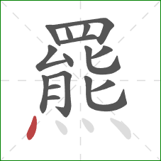 羆的笔顺第16画:点 羆的笔顺第16画:点