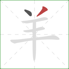 羊的笔顺第2画：撇