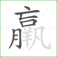 羸的笔顺第10画：横