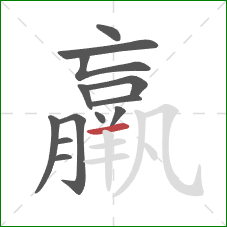 羸的笔顺第13画：横