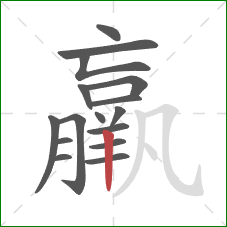 羸的笔顺第16画：竖