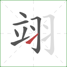 翊的笔顺第8画:提 翊的笔顺第8画:提