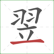 翌的笔顺第11画:横 翌的笔顺第11画:横