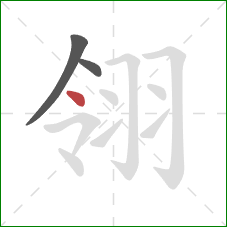 翎的笔顺第3画:点 翎的笔顺第3画:点